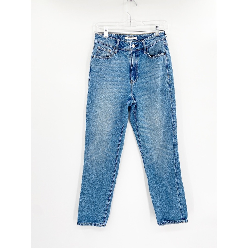 PacSun Medium Blue Wash High Rise Tapered Denim Mom Jeans Size 26 - Picture 2 of 5